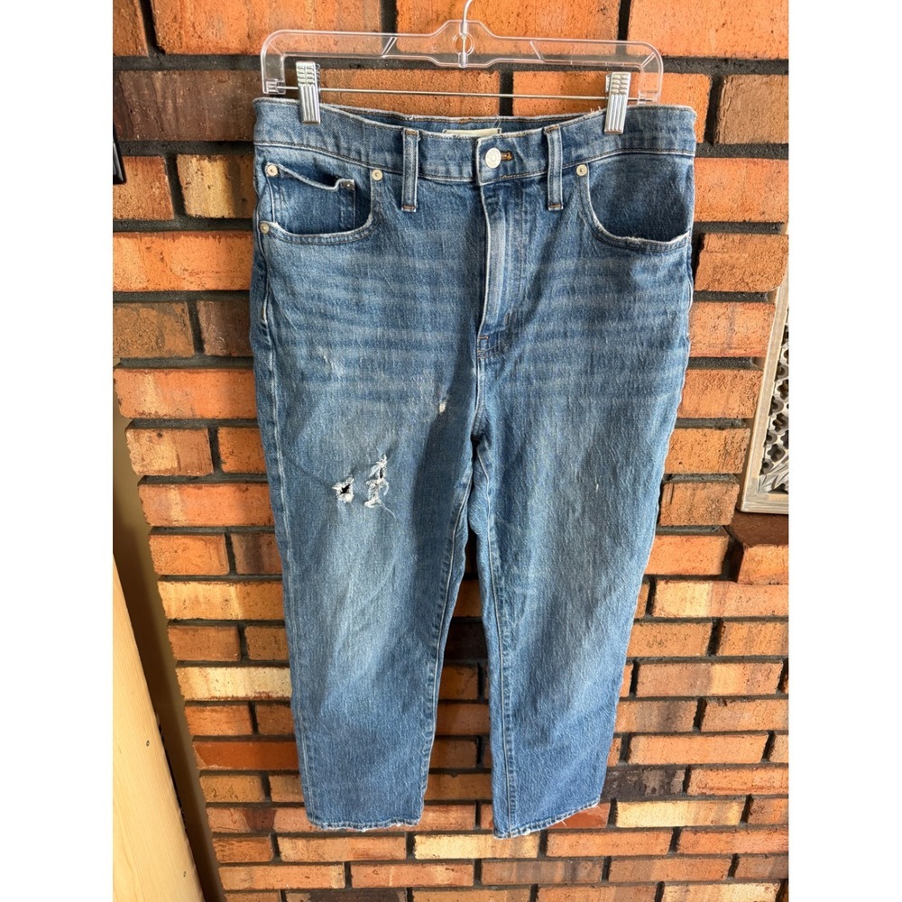 Madewell The High-Rise Slim Crop Boyjean Distressed Denim Jeans 29